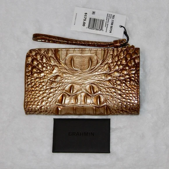 NWT BRAHMIN Corie Wristlet Wallet Leather Croc Melbourne